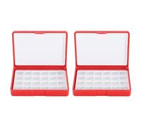 2PCS Empty Watercolor Box, Paint Storage Palette Box, 12 or 24 Wells Airtight Stay Wet for Watercolors Half Pans, Acrylic, Gouache and Oil Paint (Red Blue) (Red 24 Grids)