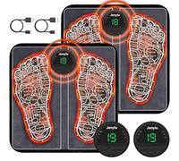 2Pcs EMS Foot Massager, Electric Foot Massagers for Pain and Circulation, Muscle Stimulation Mat with 8 Modes 19 Levels, Rechargeable Massager for Plantar Fasciitis Relief