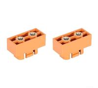 2Pcs Energy Storage Terminal Connectors 2-M6 PC+ABS Flame Retardant IP67 Waterproof Clip Screw Mount for Electromechanical Equipment Railway Forklift Battery Systems(Orange)