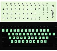 2PCS English Keyboard Stickers Glow in The Dark, Universal Keyboard Letters Replacement Sticker for Computer Laptop Notebook Desktop, Matte Keyboard Alphabet Stickers (US Layout)