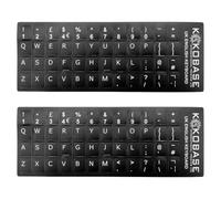 2Pcs English Keyboard Stickers Replacement UK English Alphabet Keyboard Sticker with Matte White Letters on Black Background Universal for 10-17in Laptop Desktop Computer Sticker Self Adhesive