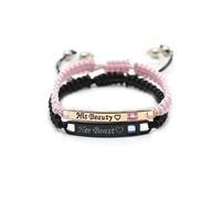 2Pcs Engraved His Queen Her King Couple Matching Bracelet Set Handmade Lucky Adjustable Braide Rope String Bracelet for Women Men Lover Protection Relationship Jewelry Gift, adjustable, rope, alloy