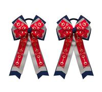 2PCS Equestrian Hair Bows for Women, Red Navy Blue Handmade Horse Bit Equestrian Elastics Hair Accessories Gifts Horse Equestrian Show Bow for Horseback Riding Competitions
