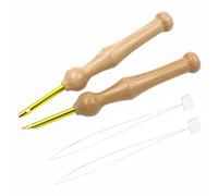2Pcs Ergonomic Embroidery Punch Needles DIY Craft Stitching Punch Needle Useful Wooden Punch Needle Set for Applique Embellishment