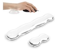 2Pcs Ergonomic Gel Mouse and Keyboard Wrist Rest, White Silicone Keyboard Wrist Support Set for Keyboards and Mouse Typing Pain Relief, Suitable for Computer/Laptop/Gaming