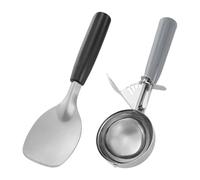 2Pcs Ergonomic Handle Digging Spoon Ice Cream Spoons Fruit Mashing Spoon Diggers with Handle Watermelon Fruit Tool Ice Cream Ball Maker