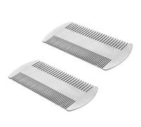 2Pcs Ergonomic Handle Dual Action Beard Comb Portable Metal Beard Hair Comb Anti-Static Lice Dectection Comb for Wallet Purse Pocket Travel