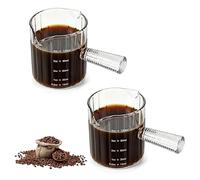 2pcs Espresso Cups with Glass Handle 4OZ/120ml, Double Spout & Dual Scale