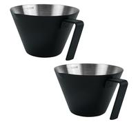 2pcs Espresso Cups with Handle, Stainless Steel Single Spout Metal Espresso Measuring Cup Espresso Shot Cups, V-Shaped Mouth Espresso Pouring Cup Coffee Cup with Scale (3.4oz/100ml, Black)