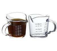 2Pcs Espresso Glass Cup with Double Spouts 70ml Glass Measuring Cup with Handle Heat & Cold Resistant Coffee Shot Glasses Graduated Beaker Cups for Coffee Milk Cocktails Spirits