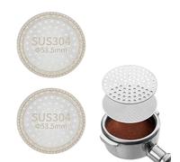 2Pcs Espresso Puck Screen, 53.5mm Coffee Portafilter Screen, 1.2mm Thickness Reusable Stainless Steel Bottomless Portafilter for Homes Cafes Bars Restaurants