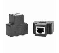 2PCs Ethernet Cable Adapter 1 in 2 out RJ45 Female Interface LAN Connector Extender Splitter for Internet Wire Stable Signal Universal Plug and Play Network Compatible with ADSL Hubs Sw