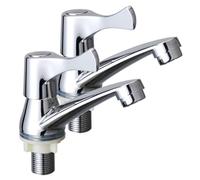 2pcs eTrademart Bathroom Basin Taps Pair, 1/2" BSP Chrome-Plated Brass Lever Sink Taps for Bathroom Basin & Kitchen, Separate Hot & Cold Tap Set with ¼ Turn Lever for Smooth Water Control