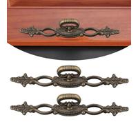 2PCS European Retro Alloy Cabinet Door Handles, 160mm Length Bronze Drawer Pulls with 100mm Hole Spacing, for Kitchen Living Room Bedroom Furniture