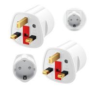 2Pcs European to UK Plug Adaptor, White Travel Interface Connector Piece with Protective Fuse, Compact Linking Accessory for Connecting Personal Devices in Different Wall Layout Environments