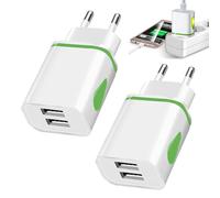 2PCS European USB Charger Plug, 2 Pin USB Plug, European UsbC Charger Plugs with 2 Usb Ports, for Iphone Samsung Shaver Toothbrush