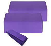 2pcs EVA Yoga Blocks 1pcs Cotton Strap Set for Pilates Meditation Stability Optimal Alignment Deeper Poses Increased Strength Nonslip Surface Beveled Edges Easy Gripping Support Modify Flexibility 72i
