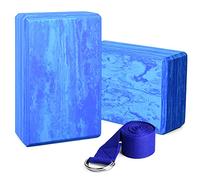 2pcs EVA Yoga Blocks with 1pcs Stretching Strap for Pilates Improve Strength Aid and Flexibility Beveled Edges 72in Cotton Anti-skid Beginners Basic Poses Support Stability