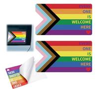2pcs Every One is Welcome Here Pride Sticker,Rainbow Heart Flag Sticker,Friendly Car Window Sticker,Pride Garden Flag Stickers,Self-Adhesive Bum/per Sticker for Motor,Rainbow Car Bum/per De/cals Decor