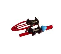 2Pcs Everyday Use Hair Clip for Fixing Hairs Cartoon Dog Heart Pattern Acetate Japanese Korean Charm Hair Accessory Party Ornament
