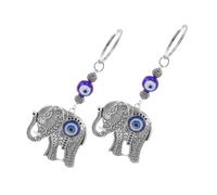 2pcs Evil Eye Keychain Elephant Car Hanging Ornament Turkish Blue Evil Eye Lucky Charm Pendant Keyring Good Luck Amulet, Spiritual Protection for Purse Bags Rear View Mirror