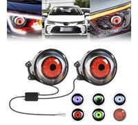 2PCS Evil Eyes LED Car Motorcycle Headlight, Dynamic Devil Eyes Car Lights, Demon Red LED Eyes Cosplay Halloween Lights