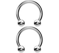2pcs EVONIX G23 Implant Grade Titanium 16g 9mm Septum Horseshoe - Circular Barbell Piercing Earring Hoop Nose Ring Rook - Hypoallergenic Circular Barbell Piercing Jewellery