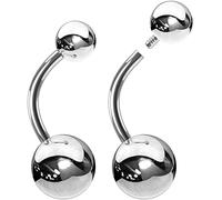 2pcs EVONIX G23 Implant Grade Titanium Belly Button Ring Bananabell - Screw Top Internally Threaded Sexy Navel Rings for Women - 14g Gauge Non Dangle Internal Thread