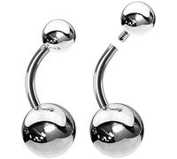 2pcs EVONIX G23 Implant Grade Titanium Belly Button Ring Internally Threaded Bar - Belly Ring Bananabell Internal Thread - Sexy Belly Rings for Women 14g Gauge Barbell