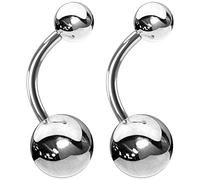2pcs EVONIX G23 Implant Grade Titanium Belly Button Rings 10mm Short Bar Bananabell - Sexy Belly Rings for Women 14g Gauge Barbell Basic Non Dangle Navel Piercings - Hypoallergenic Piercing Jewellery