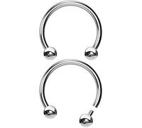 2pcs EVONIX G23 Implant Grade Titanium Internally Threaded Top 12mm Horseshoe Ring 16g - Spiderbite Studs Septum Hoop Rook Daith Earrings Eyebrow - Hypoallergenic Circular Barbell Piercing Jewellery