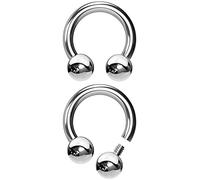 2pcs EVONIX G23 Implant Grade Titanium Titanium Internally Threaded Nipple Rings Circular Barbell 16g 6mm - Horseshoe Hoop Earrings Cartilage Earring Nose Ring Rook - Hypoallergenic Piercing Jewellery