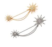 2PCS exaggerated full diamond star -shaped streaming streaming brooch, full diamond snow flower neck needle, cardigan shirt neckline connection buckle for girls women