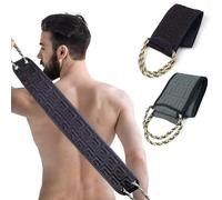 2Pcs Exfoliating Back Scrubber for Shower, 34 Inches Back Scrubber, Soft Shower Bath Scrub for Women and Men, Double-Side Use Exfoliate Washcloth Bath Tool to Scrub Your Body Deeply (Black Gray)