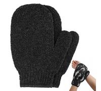 2pcs Exfoliating Gloves, Exfoliating Wash Gloves, Shower Scrub Gloves Away Ingrown Hair and Dead Skin for Shower, Spa, Massage and Dead Skin Cell Remover Loofah - Black