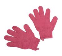 2pcs Exfoliating Gloves, Shower Gloves, Bath and Body Exfoliator Mitts with Hanging Hoops, Scrubs Away Ingrown Hair and Dead Skin for Shower, Spa, Massage and Dead Skin Cell Remover Loofah - Red