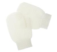 2pcs Exfoliating Mittens for Bathing Skin Cleansing White | Frosted Toweling Cloth, Reusable Lightweight Pair, Easy to Wear and Use for Families and Hotels