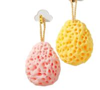 2Pcs Exfoliating Shower Sponges - Ultra-Soft Bath Puffs with Honeycomb Design for Women & Kids, Gentle Exfoliating Body Scrub (Yellow+Pink)
