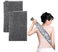 2PCS Exfoliating Washcloth, Wash Cloths, Japanese Back Scrubber Set, for Men Women Exfoliation,Body Scrubbing Brush Loofah Exfoliator(Black)
