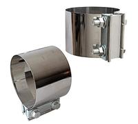 2PCS Exhaust Clamps 4 Inch Butt Joint Exhaust Pipe Muffler Clamp Band Stainless Steel Exhaust Pipes Connection for Cars