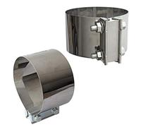 2PCS Exhaust Clamps 5 Inch Butt Joint Exhaust Pipe Muffler Clamp Band Stainless Steel Car Pipes System Connection for Cars
