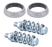 2pcs Exhaust Manifold Gasket & 2 Bolts Kit, High-Temp Sealed Donut Flange Pipe Muffler Gasket with Shock Absorbing Springs for Car, Truck, SUV Exhaust System Repair (54mm)