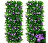 2pcs Expandable Faux Ivy Trellis,200x40cm Privacy Screen Panel, Artificial Leaf Fence for Balcony, Garden & Patio, Versatile Outdoor Screening for Backyard, Greenery Decoration (Purple-2pc-2mx0.4m)