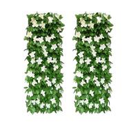 2pcs Expanding Garden Trellis Panels, 200x40cm Expandable Garden Fence Screening with Artificial Ivy and Flower, Artificial Ivy Fence Screening for Backyard, Balcony