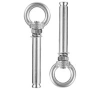 2pcs Expansion Eye Bolts Closed Hook Concrete Wall Anchors | M6 Shielded Design, 38mm Casing, 60mm Screw, 10mm Drill Opening, Silver Finish, for Ropes and Garage Storage