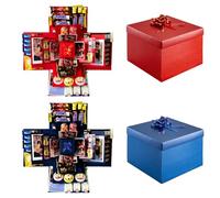 2Pcs Explosion Gift Box Set, 5 Layer Exploding Surprise Box for Birthday, Money Gifts, DIY Present Boxes for Anniversary, Valentine‘s Day（Blue & Red）