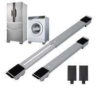 2Pcs Extendable Appliance Furniture Dolly Mobile Roller, Heavy Duty Adjustable Washing Machine Mobile Rolling Base, Metal Movable Bracket for Refrigerator Washing Machine Dryers Diswashers Base, Grey