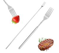 2pcs Extendable Fork for Jokes, Portable Telescopic Fork, Stainless Steel Forks Scalable from 8.7in to 25.4in for Outdoor Barbecue Dining Travel Feeding
