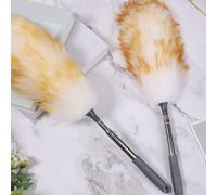2Pcs Extendable Lambswool Duster with Stainless Steel Extension Pole up to 130cm, Natural Long Fluffy Feather Duster Anti-Static Cleaning Dusters for Home Office Ceiling Fan Furniture