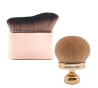 2Pcs Extra Large Body Makeup Brush for Kabuki Brush Body Makeup Blend & Blur Tan Brush Portable Self Tanning Brush Kabuki Foundation Powder Brush Super Soft Round-Rose Gold